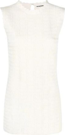 Jil Sander Textured Top - Dames - Tops zonder mouwen - Beige - 2XS - Katoen - Tops