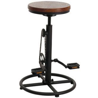 Hhg Nunca Usado] Taburete De Bar Hhg 966, Taburete De Bar Taburete De Mostrador, Altura Regulable Reposapi&eacute;s Giratorio Metal Industrial Madera Maciza, Mar