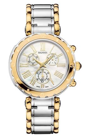Balmain Chronograph Two-Tone Bracelet Watch, 38mm in Two Tone at Nordstrom