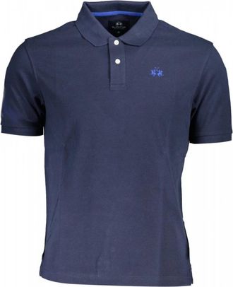 La Martina Korte mouw katoenen poloshirt blauw - Heren - Polos - Blauw - L - Katoen - Tops