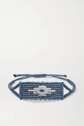 Diane Kordas Bracciale In Corda Intrecciata Con Diamanti E Zaffiri Evil Eye - Blu