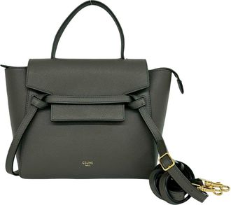 Celine Gray Leather Handbag Shoulder Bag Tote Bag (Pre-Owned)