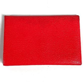 Herm&egrave;s Beige Red Color Chevre Leather Coin Purse/Coin Case (Pre-Owned)