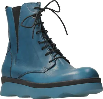 Wolky Akita Water Resistant Combat Boot in Petrol at Nordstrom, Size 42