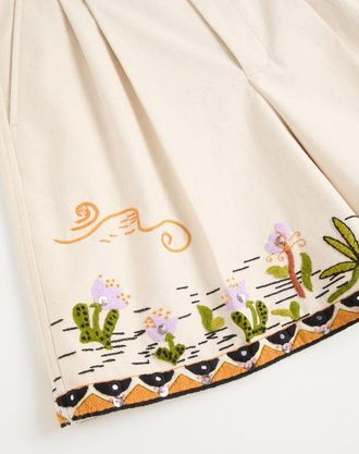 Valentino Bermuda In Canvas Di Cotone Con Ricamo Floreale E Passamaneria In Jacquard Uomo SHELL 48