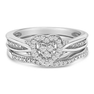 House of Brilliance Sterling Silver 1/5 Cttw Diamond Heart Motif Bridal Set at Nordstrom
