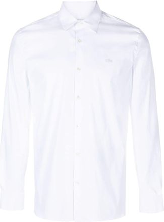 Lacoste logo-patch cotton blend shirt - men - Polyamide/Cotton/Spandex/Elastane - 45 - White