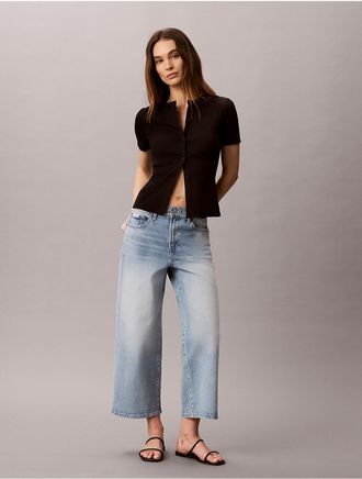 Calvin Klein Jeans Calvin Klein Womens Cropped Wide Leg Jeans - Blue - 24