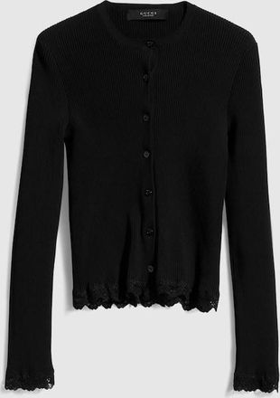 Gucci Fine Matte Viscose Rib Cardigan, Black, Ready-to-wear