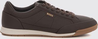 HUGO BOSS Low-Top Leather Sneakers with Printed Logo and Contrasting Rubber Sole