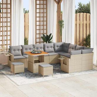 vidaXL Vidaxl - Conjunto De Sof&aacute; De Jard&iacute;n Con Coj&iacute;n 12 Pcs Beige Y Gris Claro