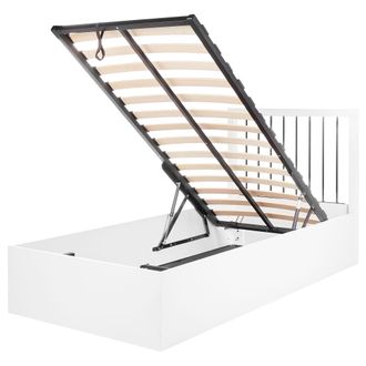Beliani Beliani - Cama De Madera Con Almacenaje Moderno Somier De Listones Dormitorio 90 X 200 Cm Blanco Rouvillers