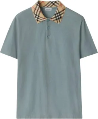 Burberry Mens Gale Checked-Collar Polo Shirt, Size Small