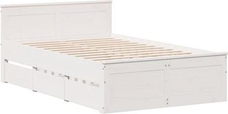vidaXL Vidaxl - Bed Frame without Mattress with Headboard White 120x190 cm Small Double Solid Wood Pine