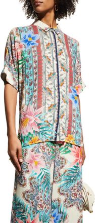 Johnny Was Clover Button Down Shirt In Multi