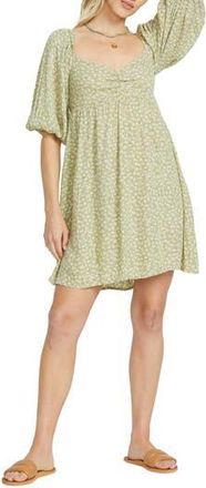 Billabong Ray of Sun Floral Puff Sleeve Dress in Avocado at Nordstrom Rack, Size X-Small