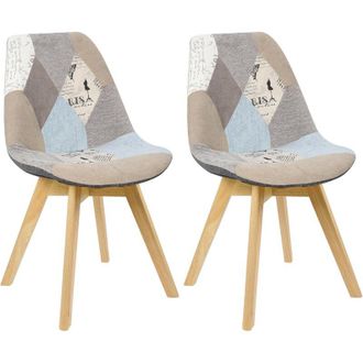 Woltu Coppia Sedie Cucina Sedia Imbottita Moderna Con Schienale pu Gambe Legno Patchwork 1 (Lino) - Woltu