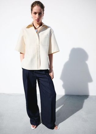 Mango Camicia maniche corte fiocco beige - Donna - S - MANGO