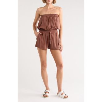 Elan Strapless Cover-Up Romper in Chocolate at Nordstrom Rack, Size X-Large