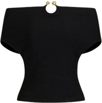Alberta Ferretti Truien & Vesten, Dames, Zwart, S, Stretch top met juwelenspeld