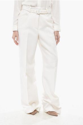 Gabriela Hearst Virgin Wool Palazzo Trousers NORMAN with Belt size 44