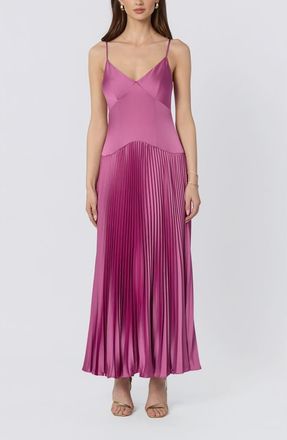 ASTR the Label Pleated Drop Waist Dress in Hibiscus at Nordstrom, Size X-Small
