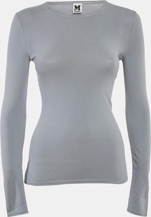 M Missoni Grey Stretch Knit Crewneck Sweatshirt