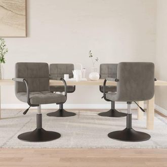 vidaXL Vidaxl - Sillas De Comedor Giratorias 4 Unidades Terciopelo Gris Claro