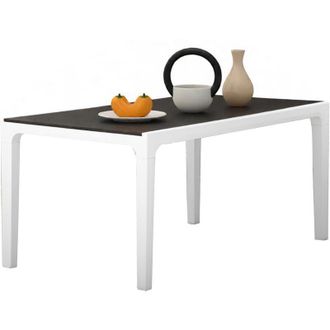 Dmora Tavolo da esterno Tornaco, Base per picnic, Piano da pranzo da giardino, Banco outdoor multiuso, 160x90 h74 cm, Bianco e Grigio scuro - Dmora