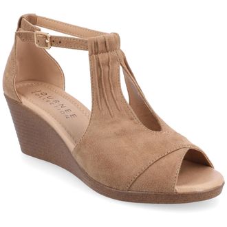 Journee Collection Women & apos;s Narrow Width Kedzie Wedge Sandals
