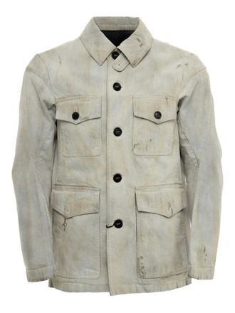 Devoa bleached-effect denim jacket - Grey