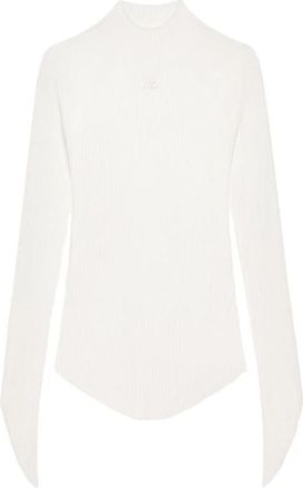 Courr&egrave;ges Circle Mockneck Sweater - Dames - Coltruien - Wit - S - Polyester - Truien & Vesten