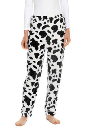 Leveret Womens Fleece Holiday Pajama Pants in Cow Black/white at Nordstrom, Size X-Small