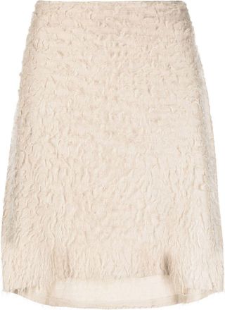 Helmut Lang 2010s distressed-effect asymmetric skirt - women - Silk - 42 - Neutrals