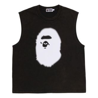 A Bathing Ape Heavy Wash Ape Head Cropped Fit Tank Top Black 0ZXVTM303081QBKX