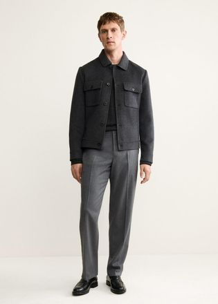 Mango Giacca lana handmade tasche grigio medio vigoré - Uomo - XL - MANGO MAN