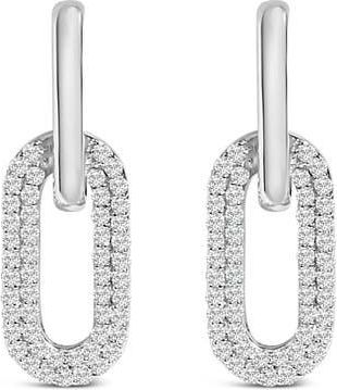 House of Brilliance 10K Gold 1/2 Cttw Lab Grown Diamond Dangling Paperclip Drop Earrings in White at Nordstrom