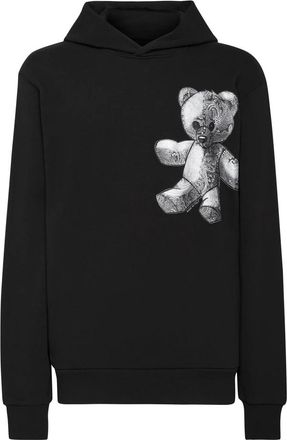 Philipp Plein Hoodie Sweatshirt Paisley Teddy Bear - Heren - Hoodies - Zwart - 3XL - Katoen - Hoodies & sweatvesten