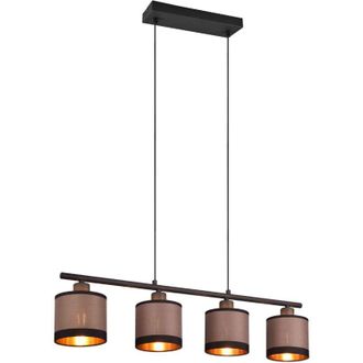 Reality Reality Leuchten - davos sospensione metallo nero 4 paralumi tortora e oro l. 75CM 4 luci attacco E14