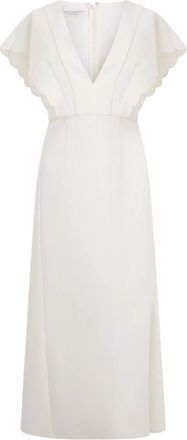 Philosophy di Lorenzo Serafini Lange jurk met V-hals - Dames - Casual kleedjes - Wit - XS - Polyester - Kleedjes