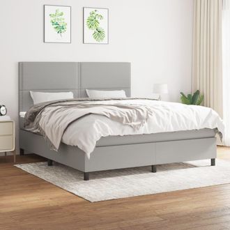 vidaXL Vidaxl - Cama Box Spring Con Colch&oacute;n Tela Gris Claro 180x200 Cm