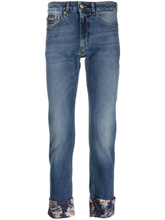 Versace Jeans Couture Jeans a fiori crop - Blu