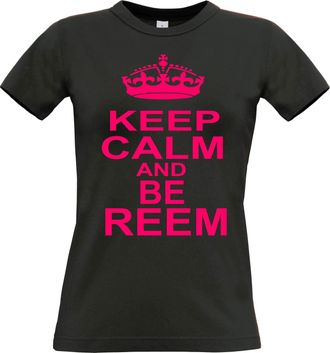 Edward Sinclair Black XXL(18) t-Shirt t-Shirt with hot Pink Print Keep Calm and be Reem