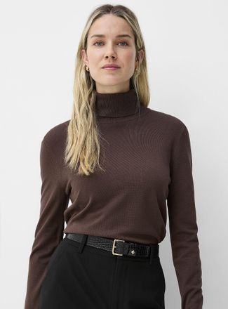 Contemporaine Womens Buttoned-sleeve turtleneck sweater