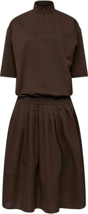 Maison Margiela Wool Shirting Shirt Dress - Dames - Casual kleedjes - Bruin - S - Katoen - Kleedjes