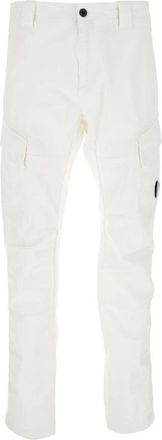 C.P. Company Cargo Broek met Lens Motief - Heren - Slim Fit Broeken - Wit - 2XL - Katoen - Broeken