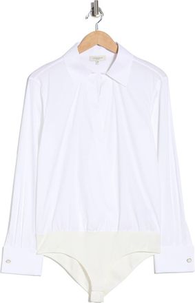 Lafayette 148 New York Collared Wrap Front Bodysuit in White at Nordstrom Rack, Size X-Large