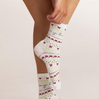 Lounge Fairisle Sokken - Cr&egrave;me Print - One Size