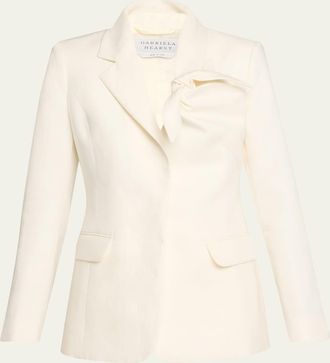 Gabriela Hearst Oslo Knot Single-Breasted Linen Blazer