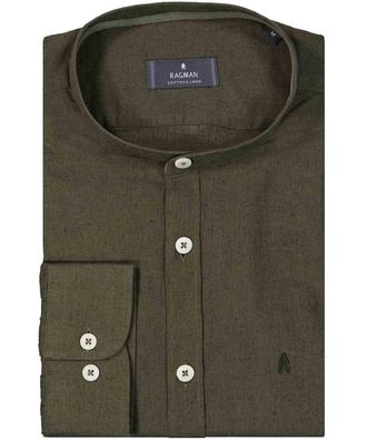 Ragman Henleyshirt RAGMAN, Herren, Gr. XXL, gr&uuml;n (oliv), Baumwoll-Leinen-Mix, regular fit, ohne Ausschnitt, Shirts Henleyshirt